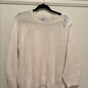 Old Navy Cream Crew Neck Sweater Soft Knit Raglan